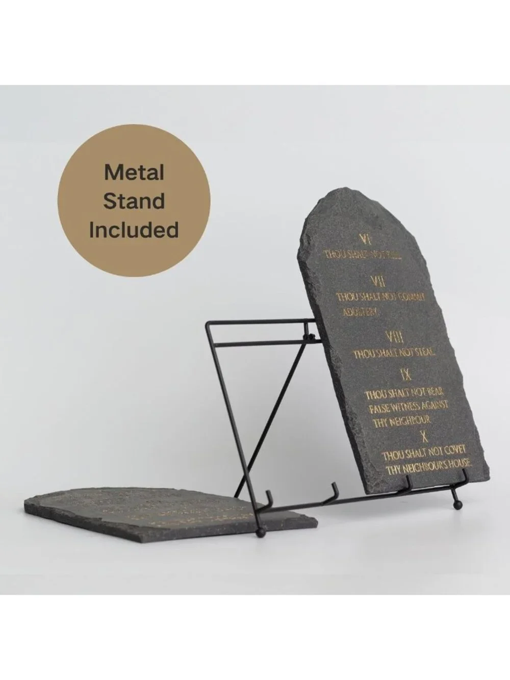 Christian Wall Decor - 14x12 Black Stone Effect Ten Commandments Tablets